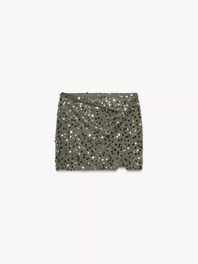 Sequined Olive Green Skort
